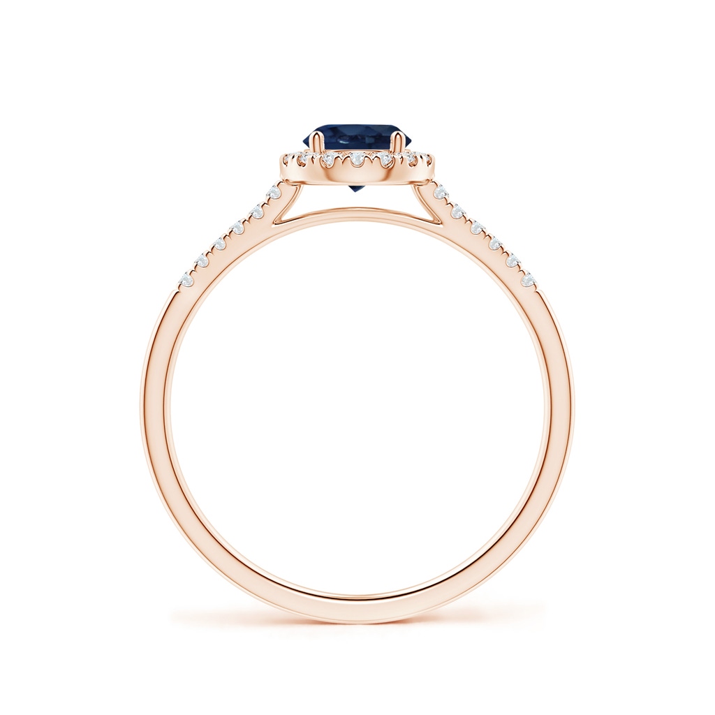 5mm AA Round Sapphire Halo Ring with Diamond Accents in Rose Gold Side-1