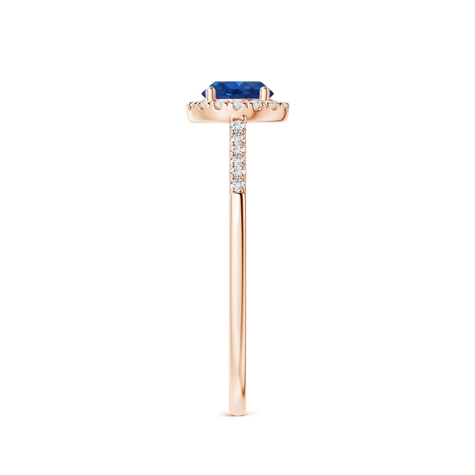5mm AAA Round Sapphire Halo Ring with Diamond Accents in 9K Rose Gold side-2