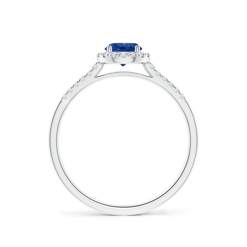 5mm AAA Round Sapphire Halo Ring with Diamond Accents in P950 Platinum side-1