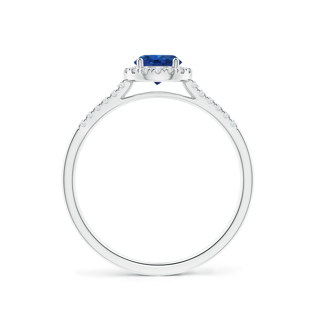 5mm AAA Round Sapphire Halo Ring with Diamond Accents in White Gold Side-1
