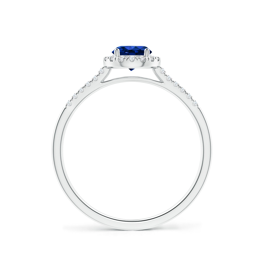 5mm AAAA Round Sapphire Halo Ring with Diamond Accents in P950 Platinum Side-1