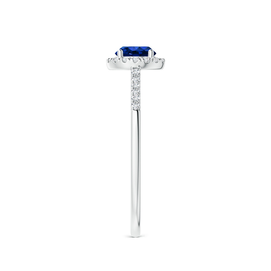 5mm AAAA Round Sapphire Halo Ring with Diamond Accents in P950 Platinum side-2
