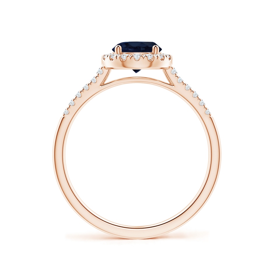6mm A Round Sapphire Halo Ring with Diamond Accents in Rose Gold side-1