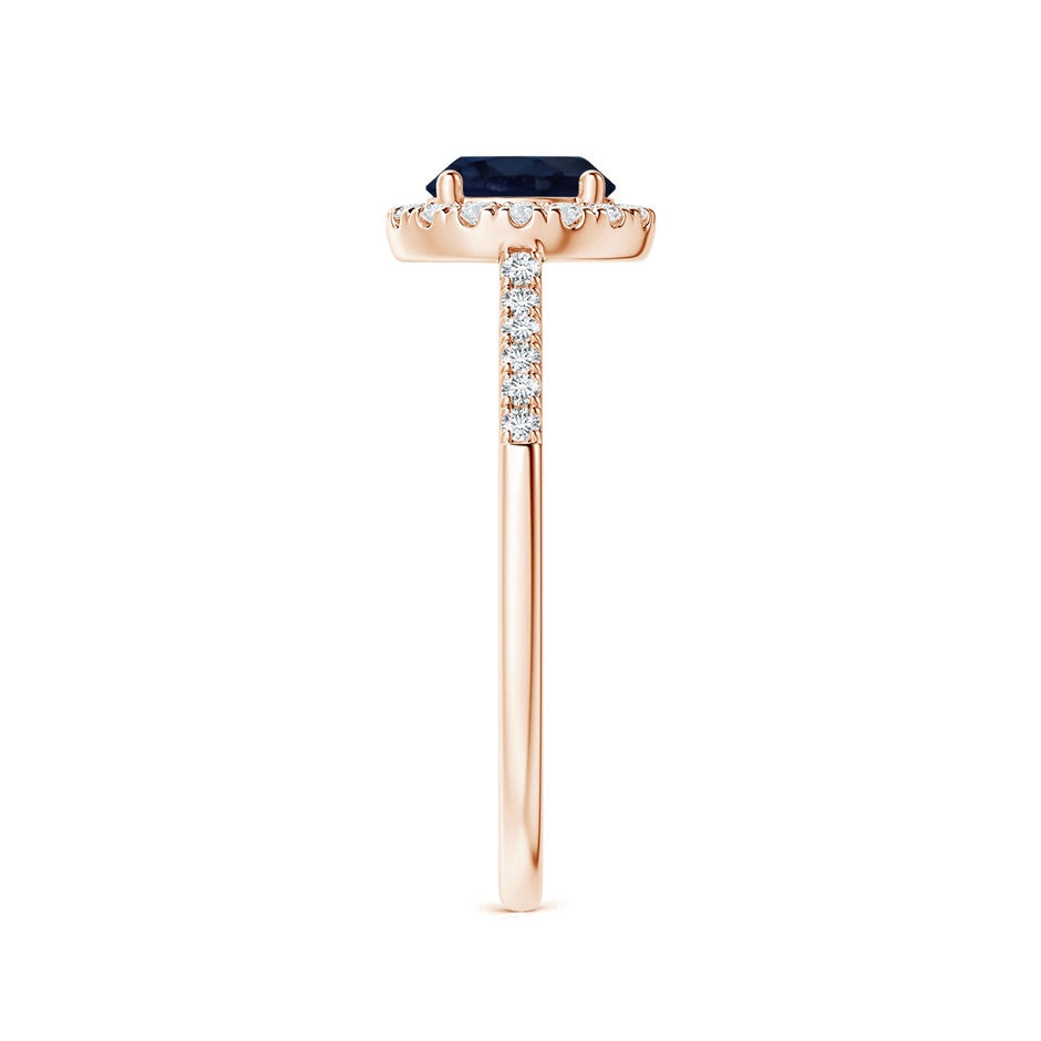 6mm A Round Sapphire Halo Ring with Diamond Accents in Rose Gold side-2