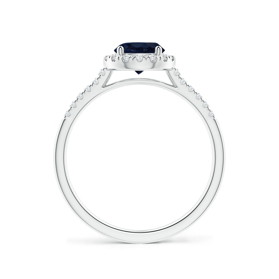 6mm A Round Sapphire Halo Ring with Diamond Accents in White Gold side-1