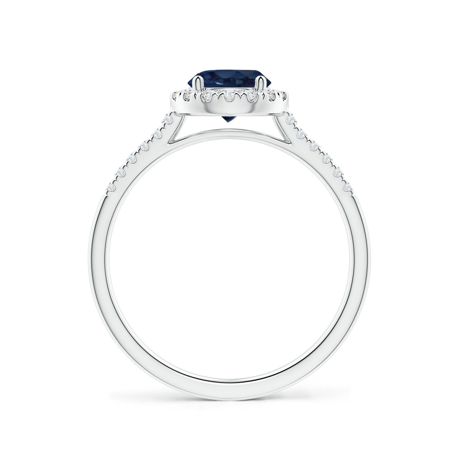 6mm AA Round Sapphire Halo Ring with Diamond Accents in P950 Platinum side-1