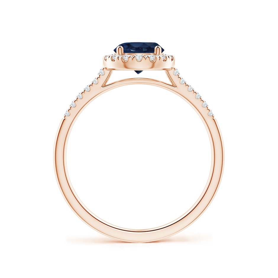 6mm AA Round Sapphire Halo Ring with Diamond Accents in Rose Gold side-1