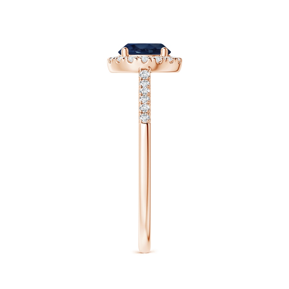 6mm AA Round Sapphire Halo Ring with Diamond Accents in Rose Gold side-2