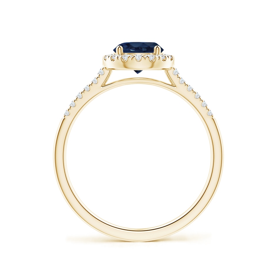 6mm AA Round Sapphire Halo Ring with Diamond Accents in Yellow Gold side-1