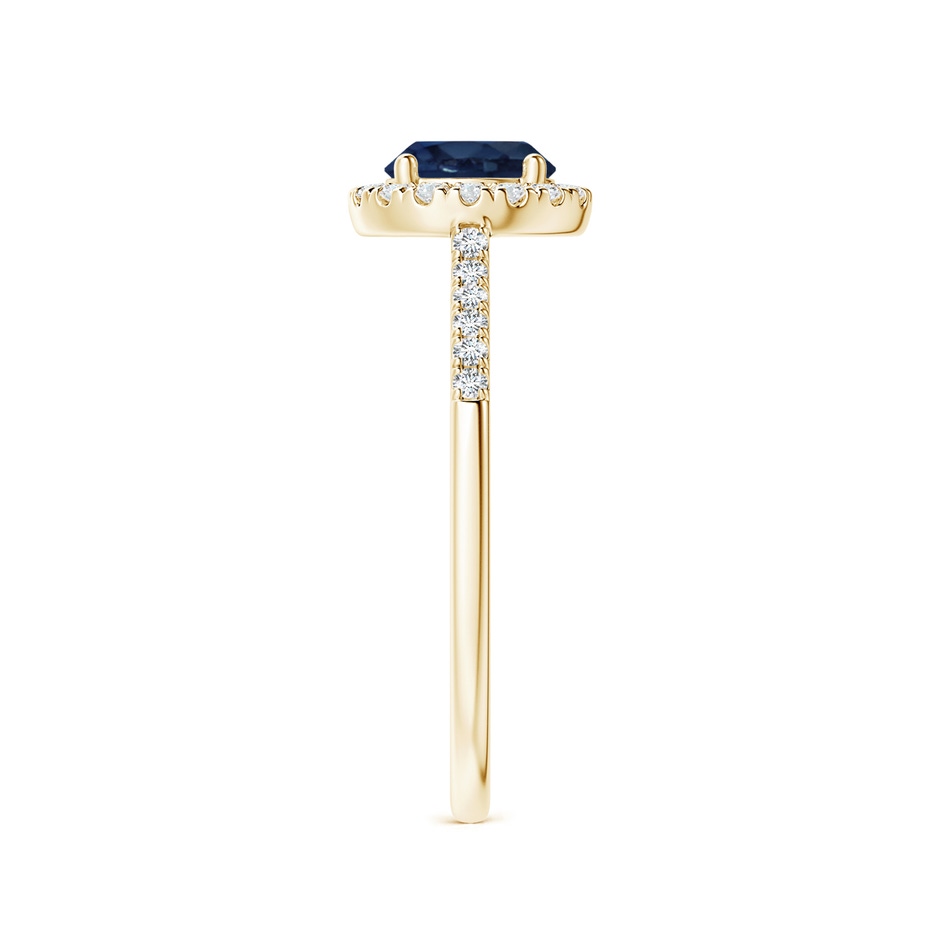 6mm AA Round Sapphire Halo Ring with Diamond Accents in Yellow Gold side-2