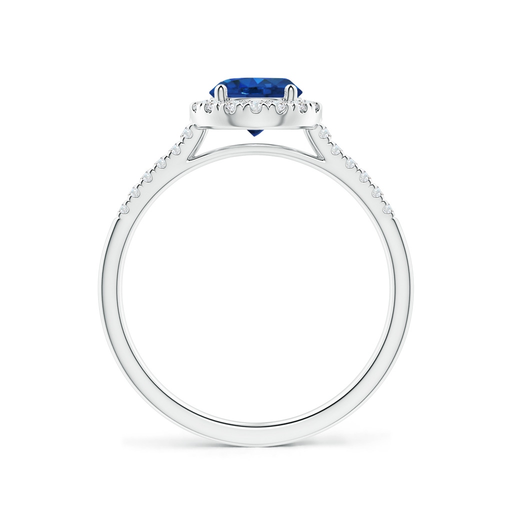 6mm AAA Round Sapphire Halo Ring with Diamond Accents in P950 Platinum Side-1
