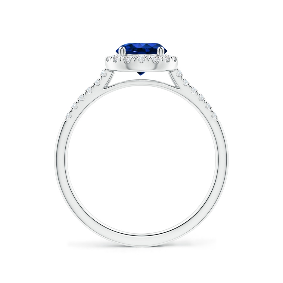 6mm AAAA Round Sapphire Halo Ring with Diamond Accents in P950 Platinum side-1