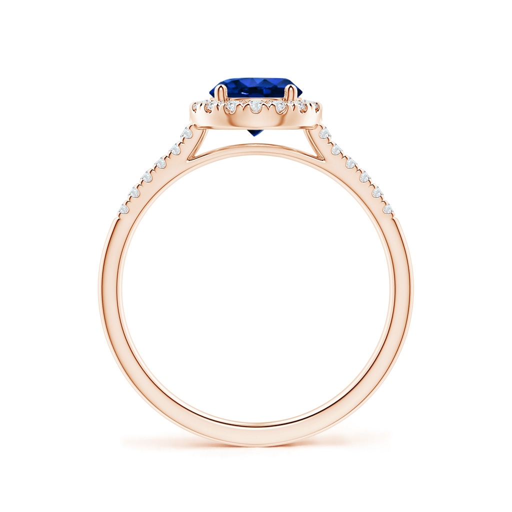 6mm AAAA Round Sapphire Halo Ring with Diamond Accents in Rose Gold Side-1