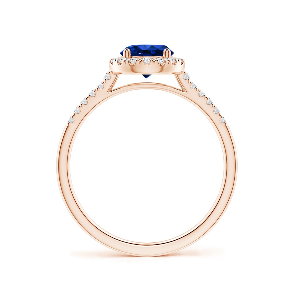 6mm AAAA Round Sapphire Halo Ring with Diamond Accents in Rose Gold side-1