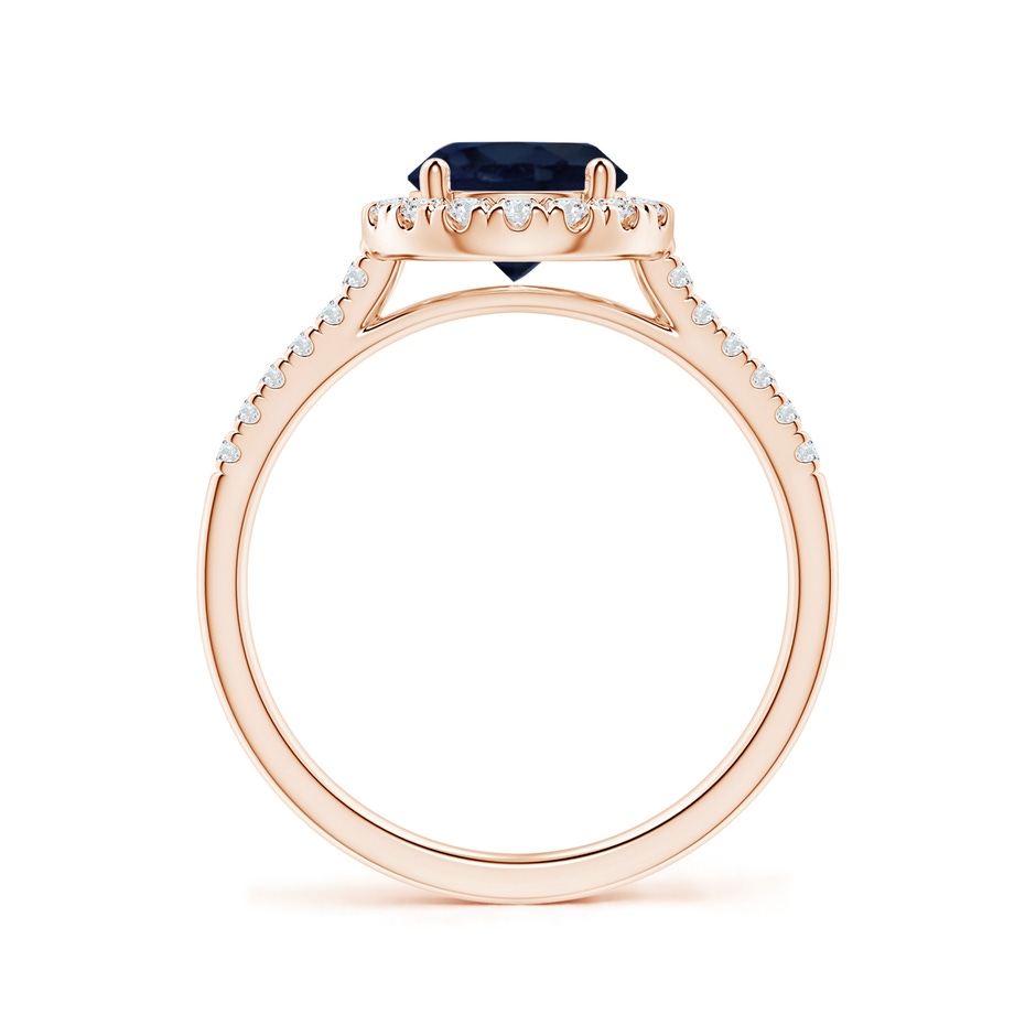 7mm A Round Sapphire Halo Ring with Diamond Accents in Rose Gold side-1