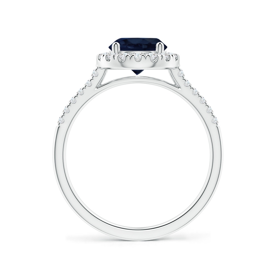 7mm A Round Sapphire Halo Ring with Diamond Accents in White Gold side-1