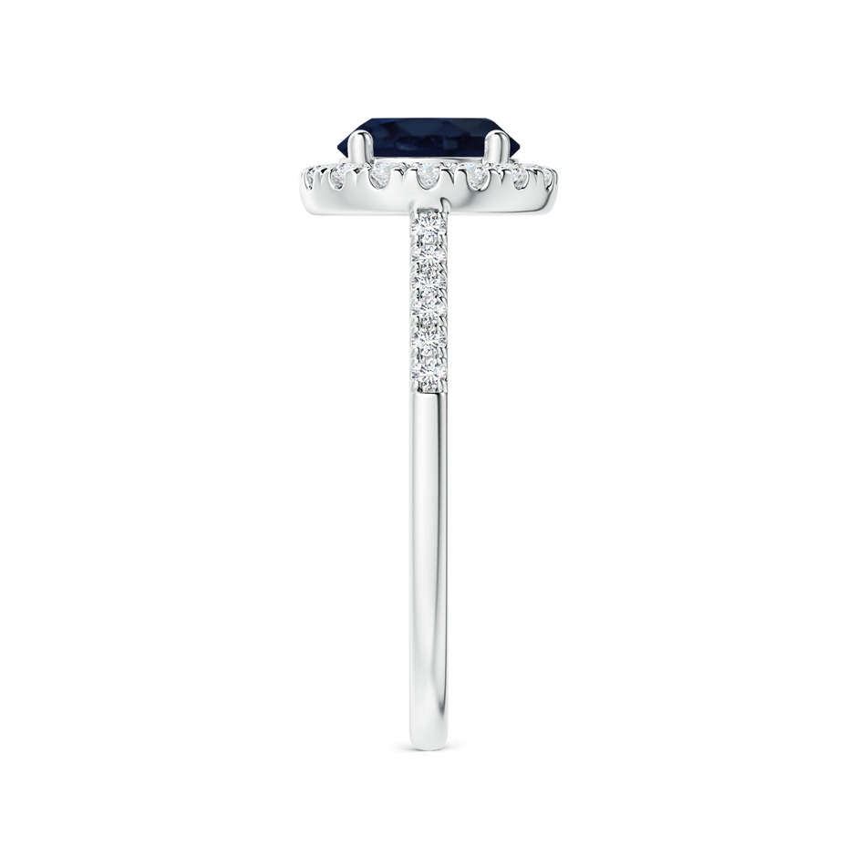 7mm A Round Sapphire Halo Ring with Diamond Accents in White Gold side-2
