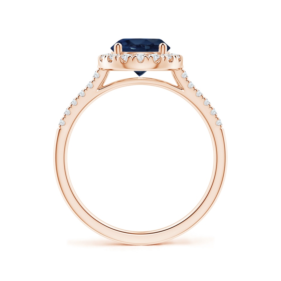 7mm AA Round Sapphire Halo Ring with Diamond Accents in Rose Gold side-1