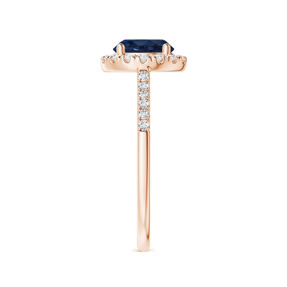 7mm AA Round Sapphire Halo Ring with Diamond Accents in Rose Gold side-2