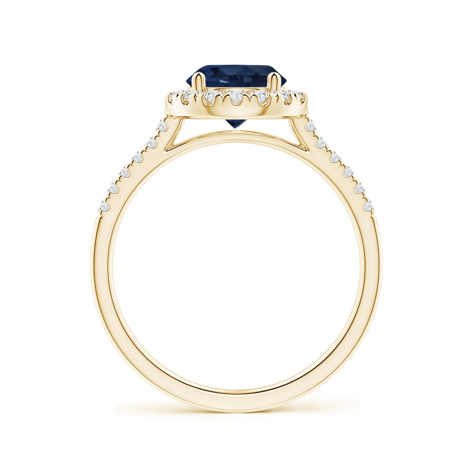 7mm AA Round Sapphire Halo Ring with Diamond Accents in Yellow Gold side-1