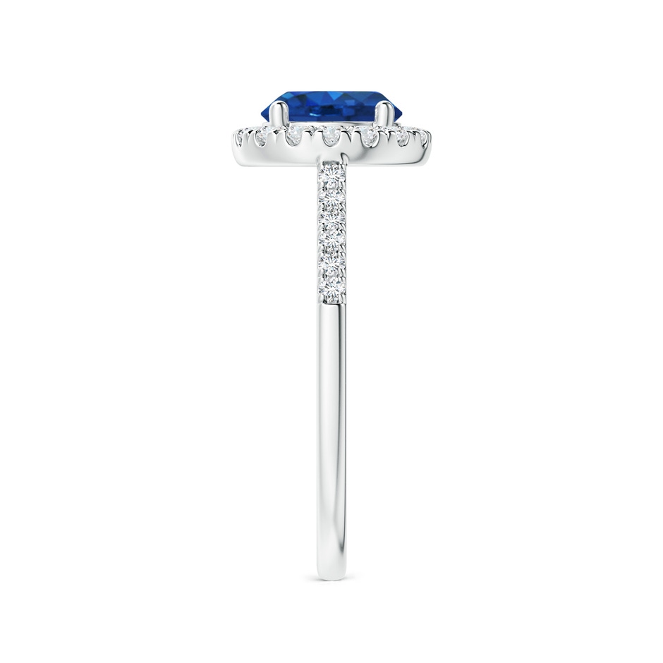 7mm AAA Round Sapphire Halo Ring with Diamond Accents in White Gold side-2