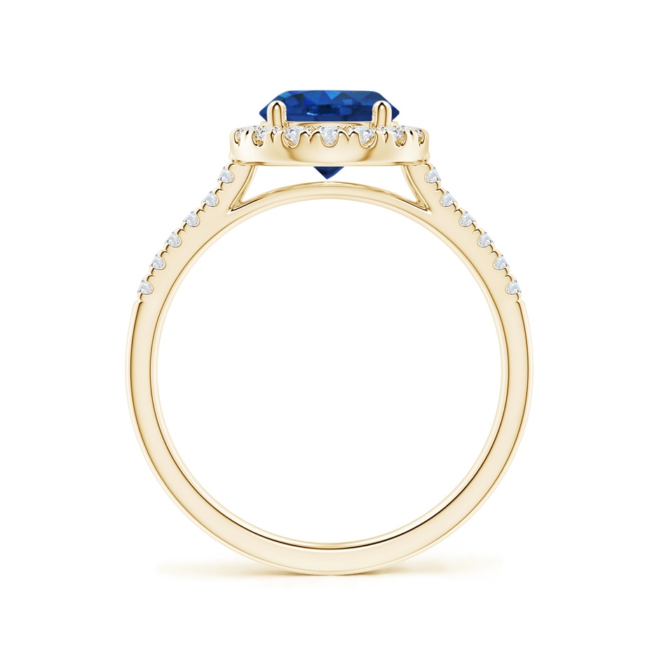7mm AAA Round Sapphire Halo Ring with Diamond Accents in Yellow Gold side-1