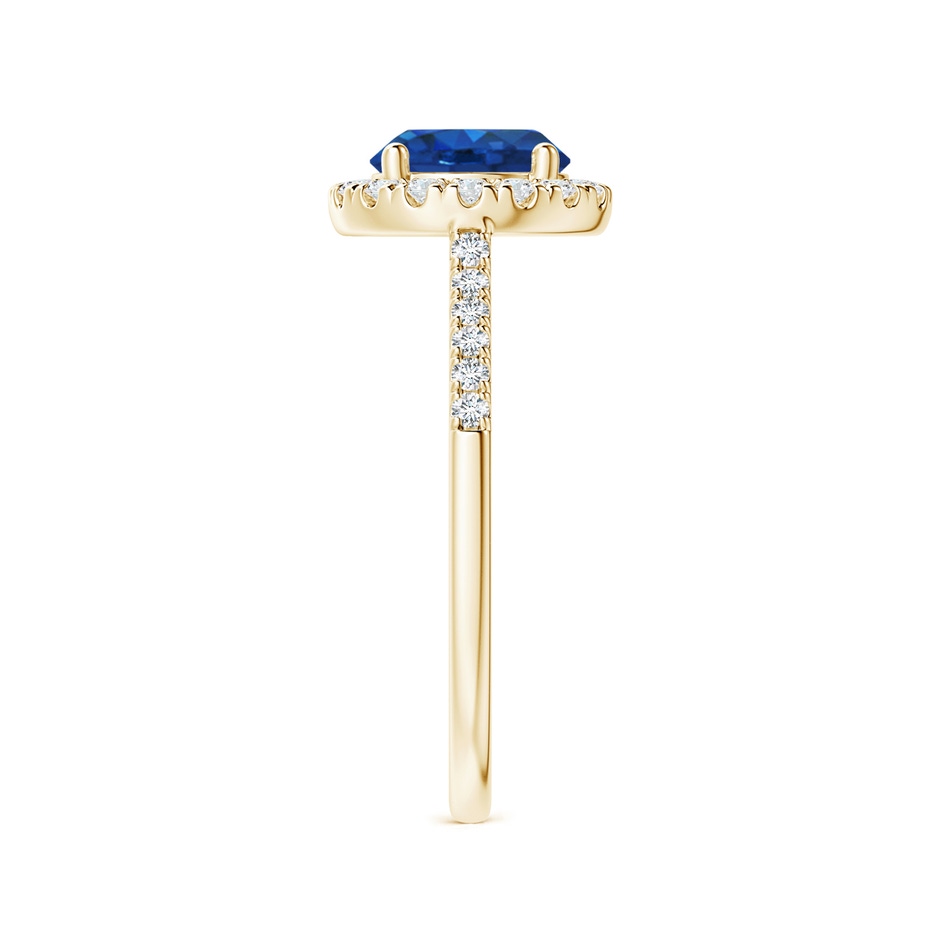 7mm AAA Round Sapphire Halo Ring with Diamond Accents in Yellow Gold side-2