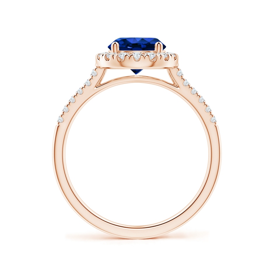 7mm AAAA Round Sapphire Halo Ring with Diamond Accents in Rose Gold side-1