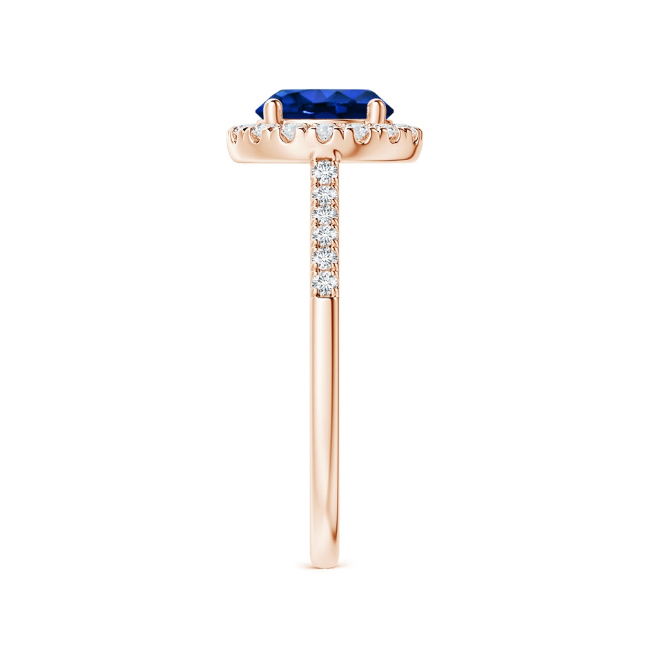7mm AAAA Round Sapphire Halo Ring with Diamond Accents in Rose Gold side-2