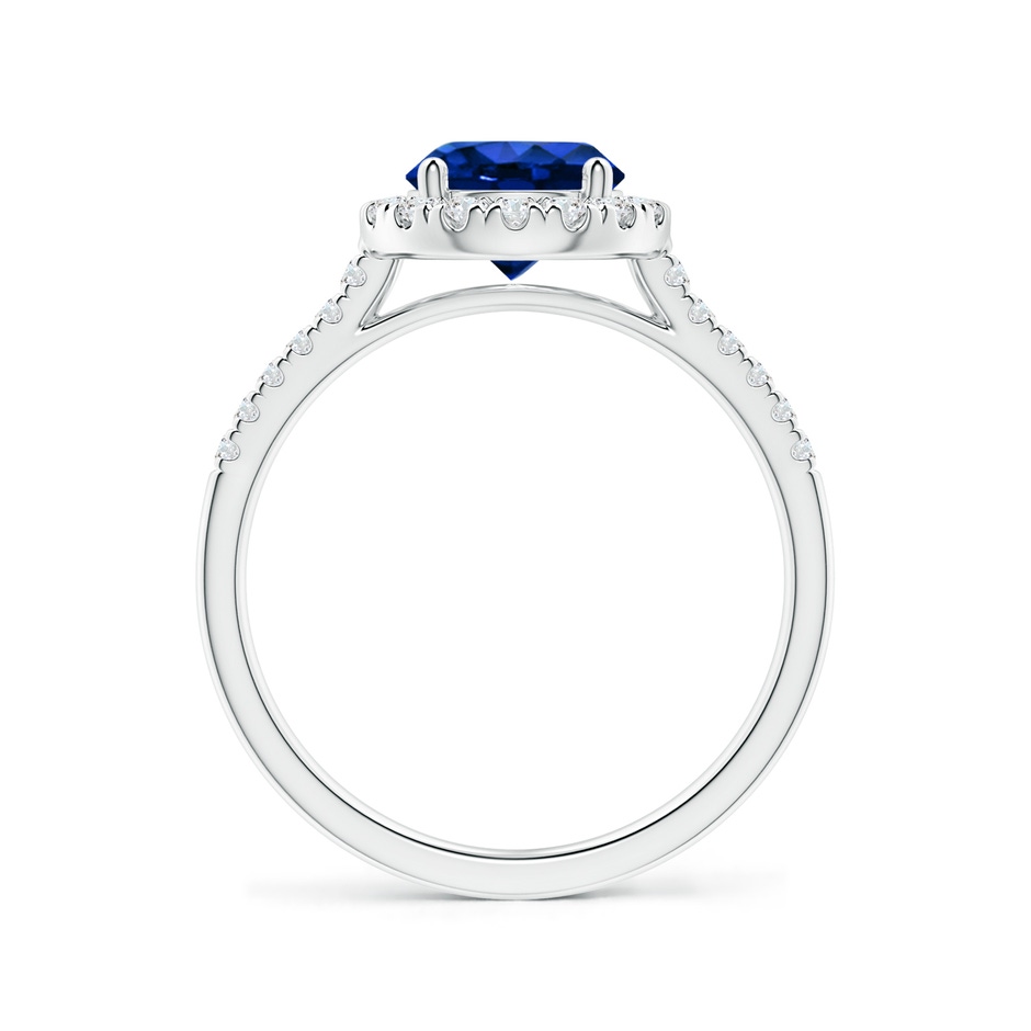 7mm AAAA Round Sapphire Halo Ring with Diamond Accents in White Gold side-1