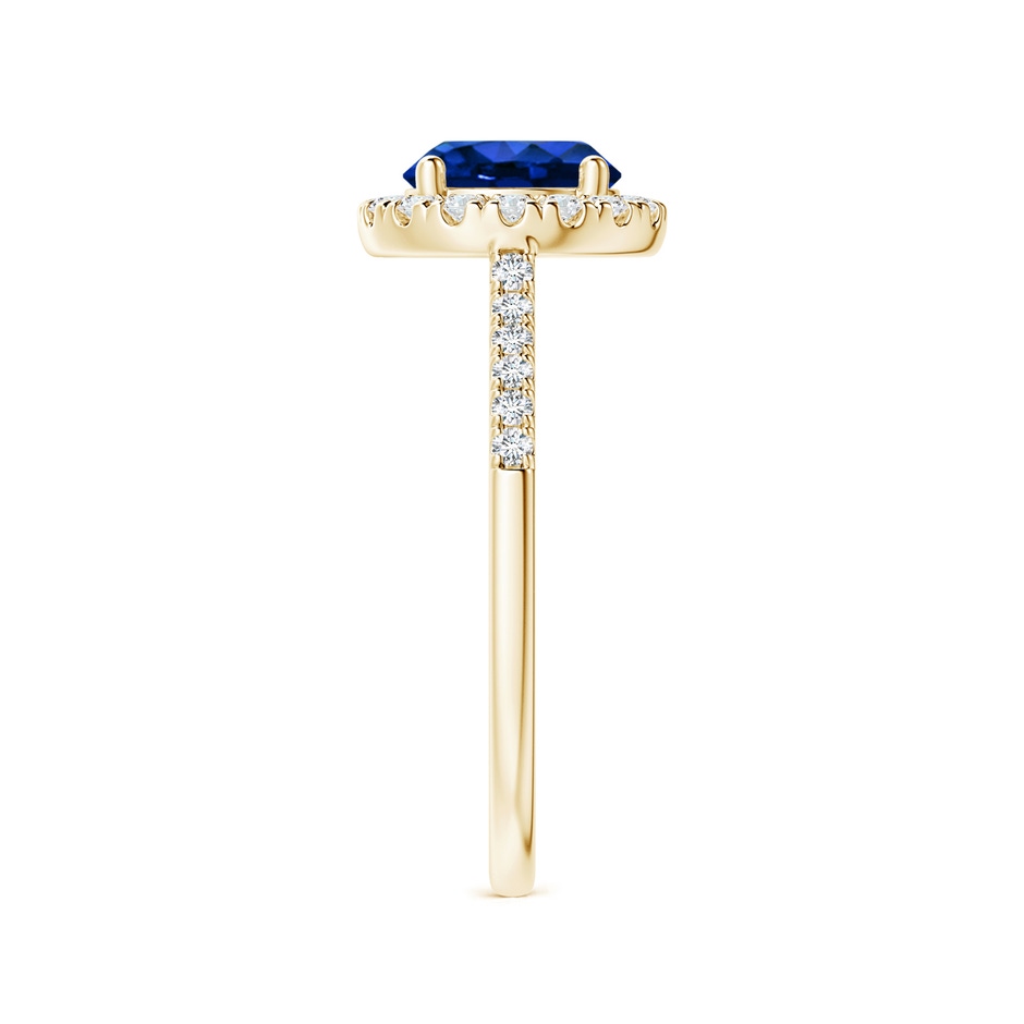7mm AAAA Round Sapphire Halo Ring with Diamond Accents in Yellow Gold side-2