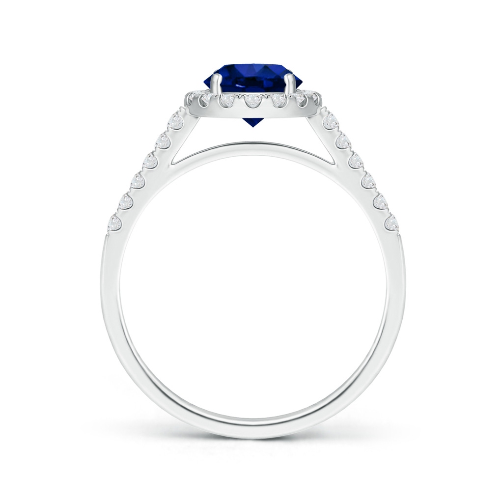 5.95-6.08x4.02mm AAA GIA Certified Round Sapphire Ring with Diamond Halo in White Gold Product Image