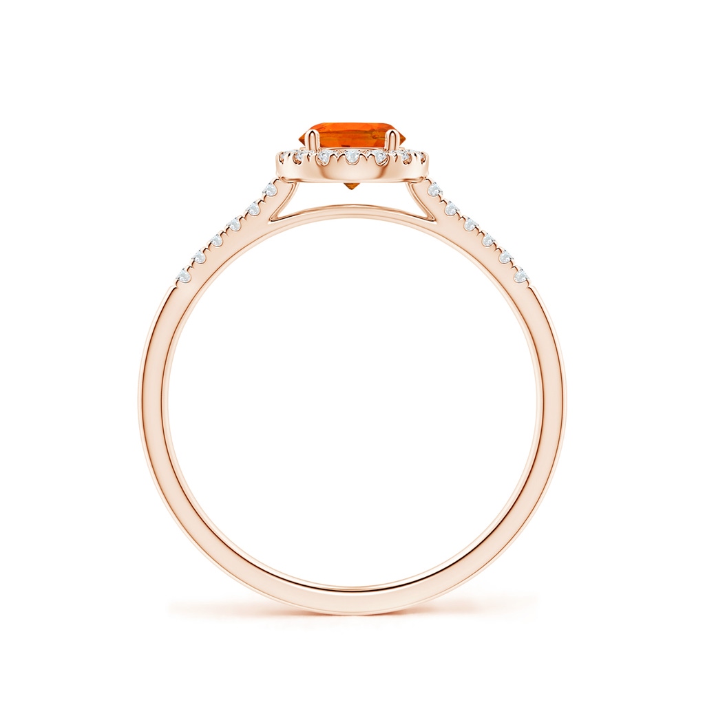 5mm AAA Round Spessartite Halo Ring with Diamond Accents in Rose Gold Side-1