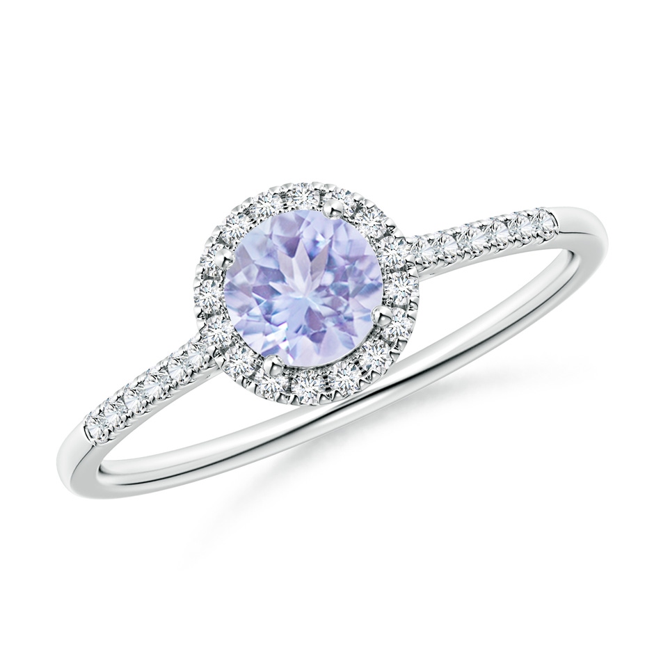 5mm A Round Tanzanite Halo Ring with Diamond Accents in P950 Platinum 