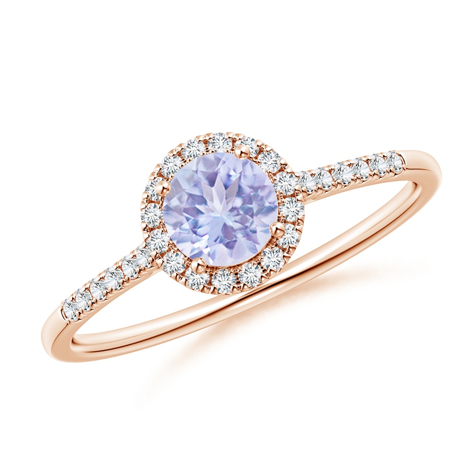 5mm A Round Tanzanite Halo Ring with Diamond Accents in Rose Gold 