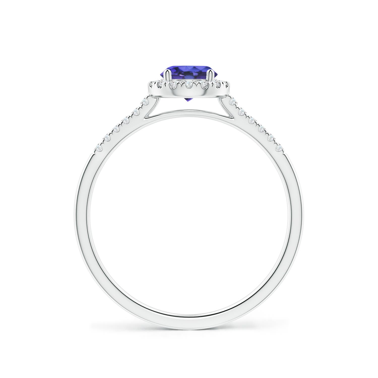 5mm AAA Round Tanzanite Halo Ring with Diamond Accents in P950 Platinum