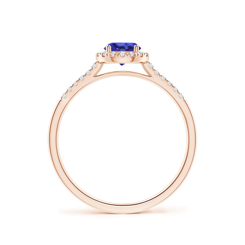 5mm AAAA Round Tanzanite Halo Ring with Diamond Accents in Rose Gold side-1