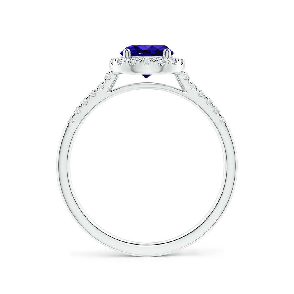 6mm AAAA Round Tanzanite Halo Ring with Diamond Accents in P950 Platinum Side-1