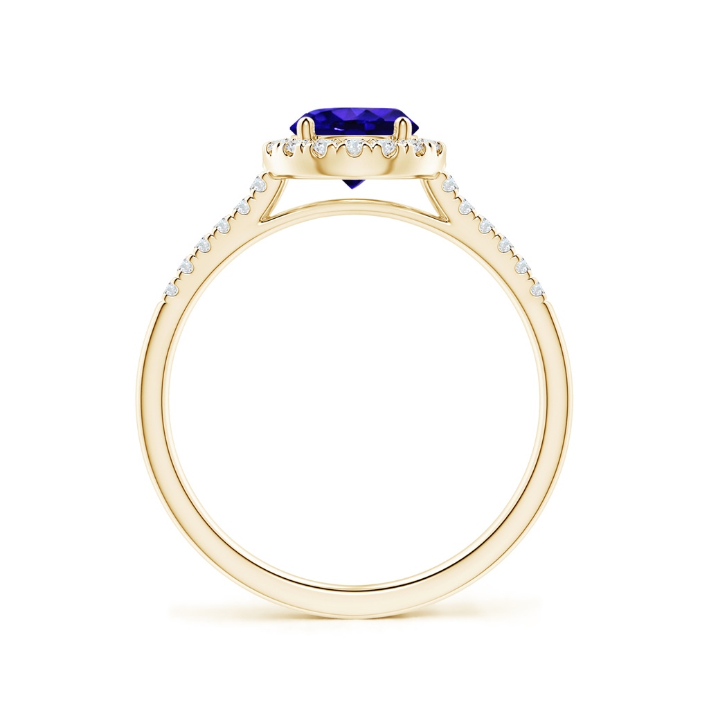 6mm AAAA Round Tanzanite Halo Ring with Diamond Accents in Yellow Gold Side-1