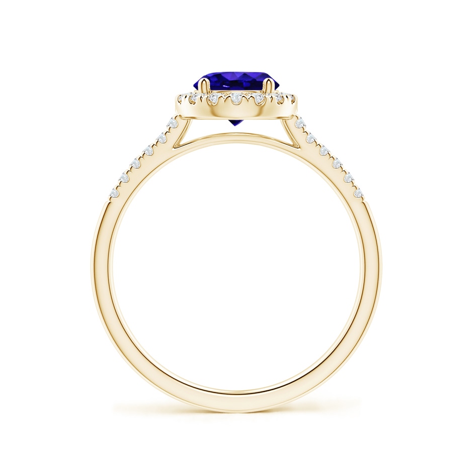 6mm AAAA Round Tanzanite Halo Ring with Diamond Accents in Yellow Gold side-1