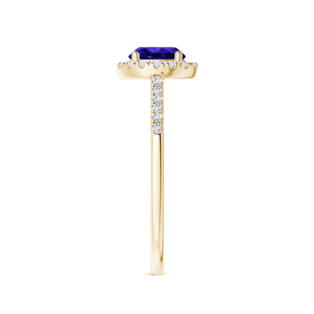 6mm AAAA Round Tanzanite Halo Ring with Diamond Accents in Yellow Gold Side-2