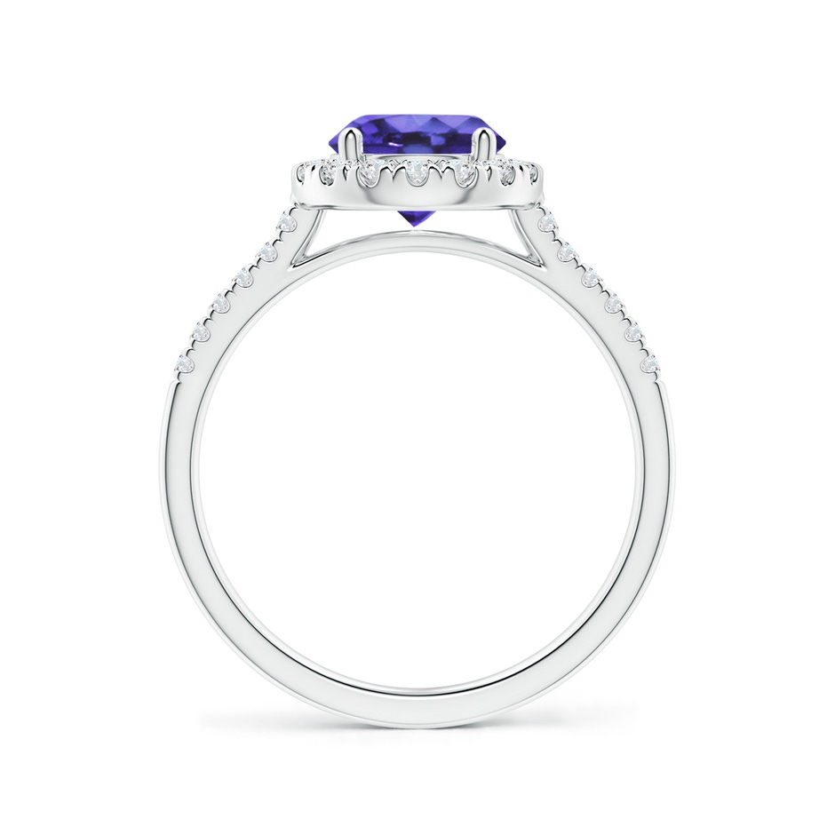 7mm AA Round Tanzanite Halo Ring with Diamond Accents in White Gold side-1