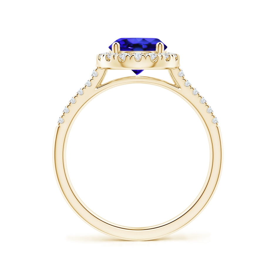 7mm AAA Round Tanzanite Halo Ring with Diamond Accents in Yellow Gold side-1