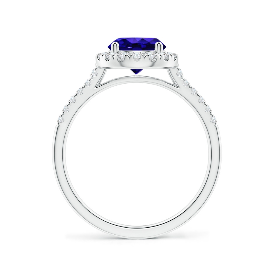 7mm AAAA Round Tanzanite Halo Ring with Diamond Accents in White Gold side-1