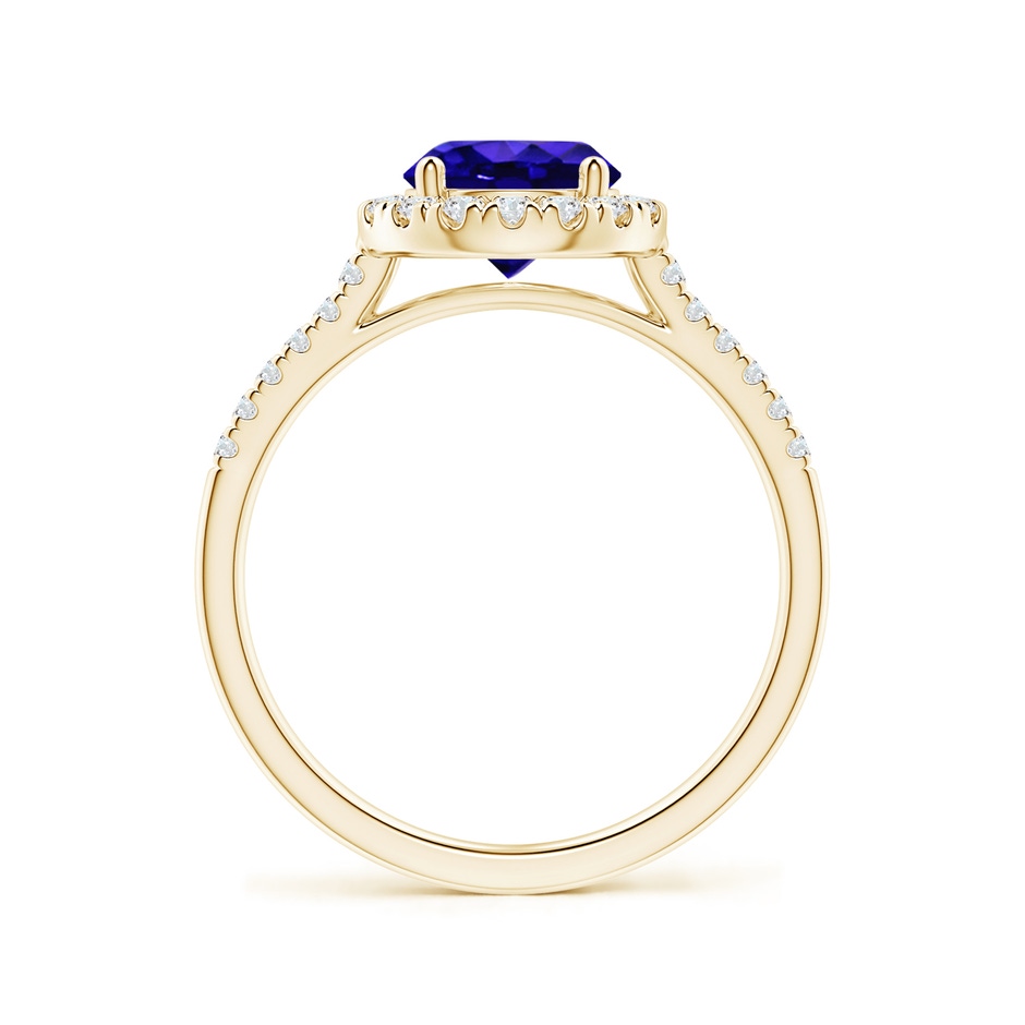 7mm AAAA Round Tanzanite Halo Ring with Diamond Accents in Yellow Gold side-1