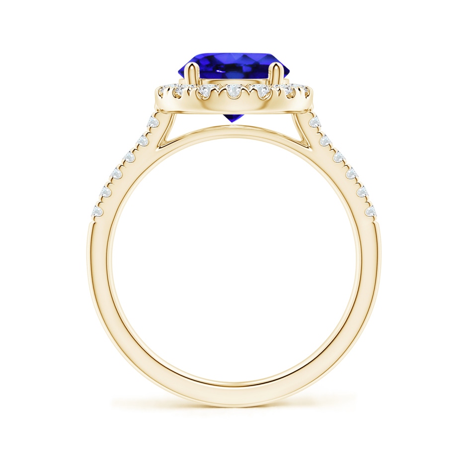 8mm AAA Round Tanzanite Halo Ring with Diamond Accents in Yellow Gold side-1