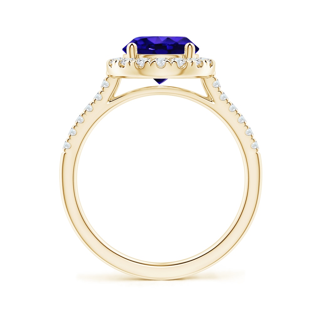 8mm AAAA Round Tanzanite Halo Ring with Diamond Accents in Yellow Gold Side-1