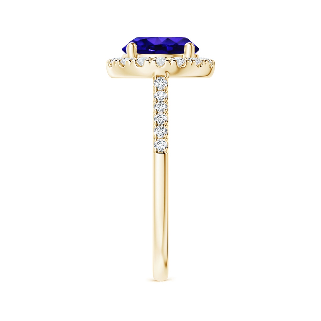 8mm AAAA Round Tanzanite Halo Ring with Diamond Accents in Yellow Gold Side-2