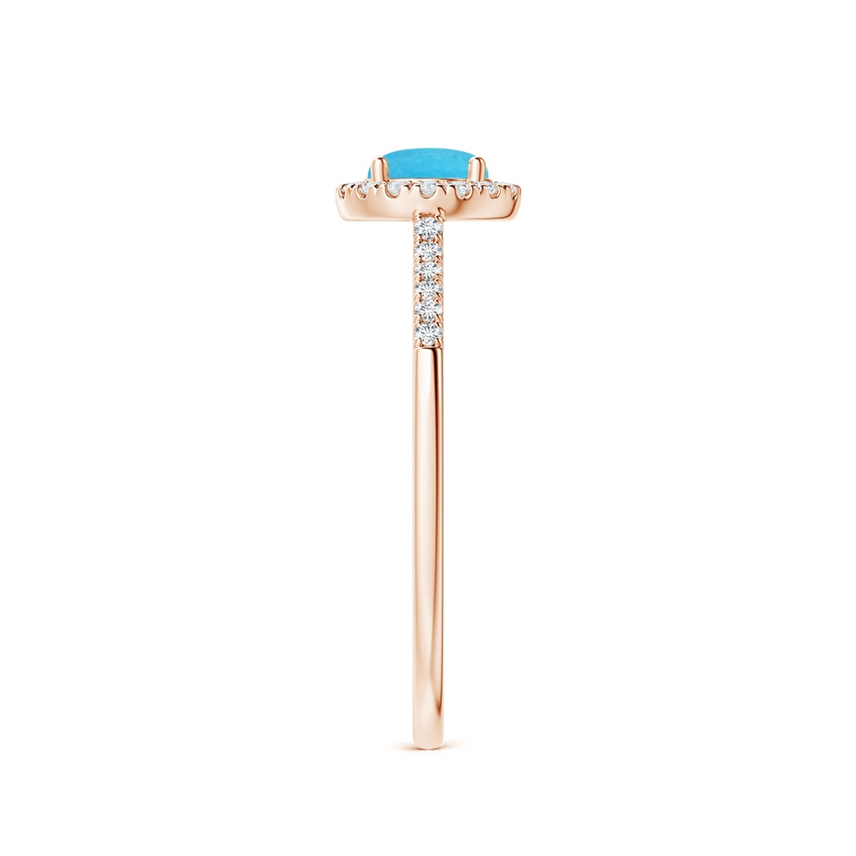 5mm A Round Turquoise Halo Ring with Diamond Accents in Rose Gold side-2