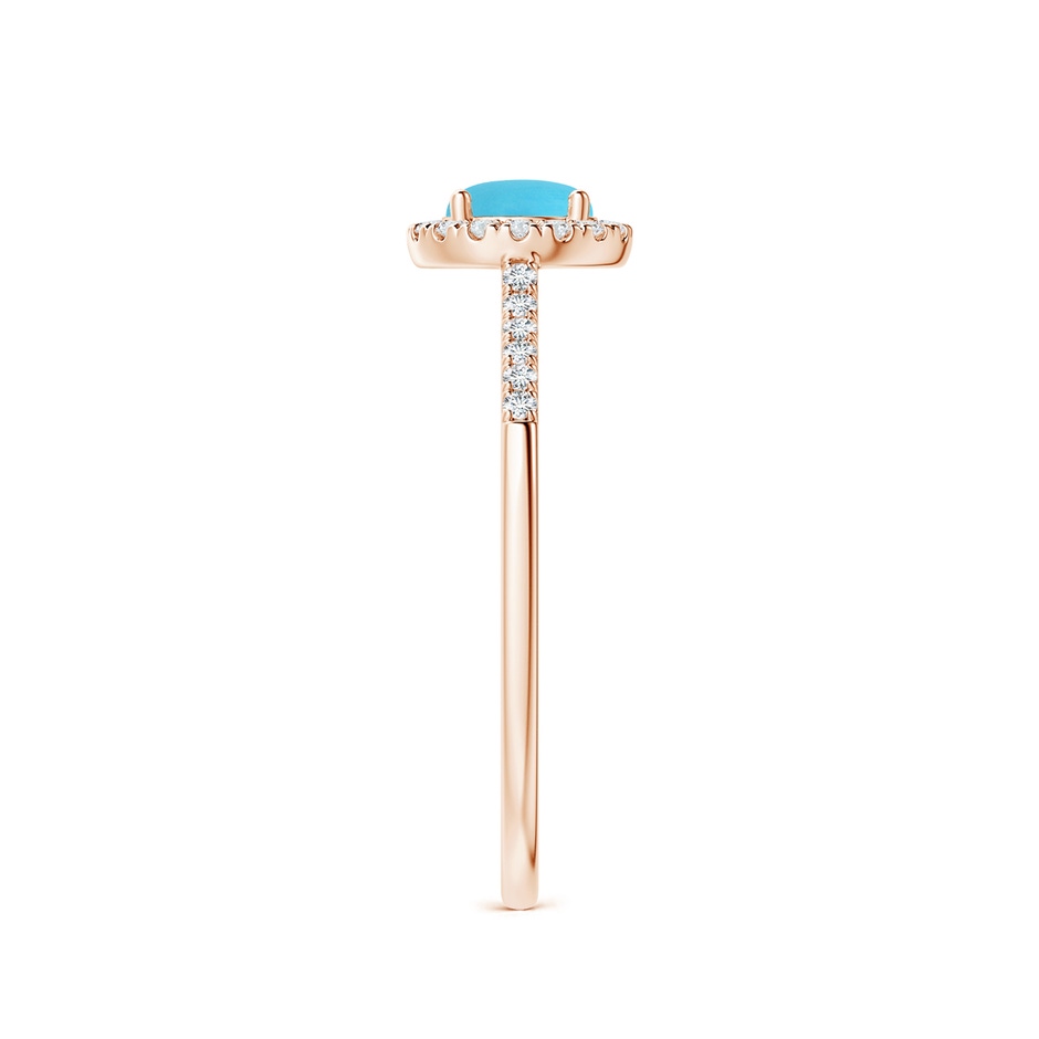 5mm AA Round Turquoise Halo Ring with Diamond Accents in Rose Gold side-2